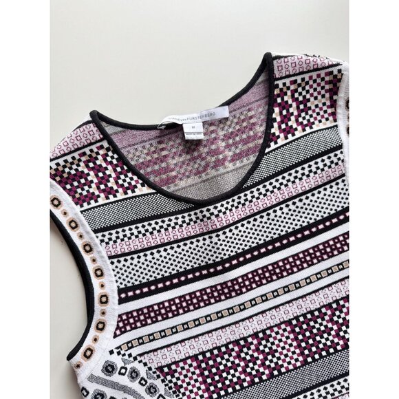 NWOT DVF DIANE VON FURSTENBERG Eleanor Jacquard Knit Fit & Flare Dress, Size M - Picture 12 of 16